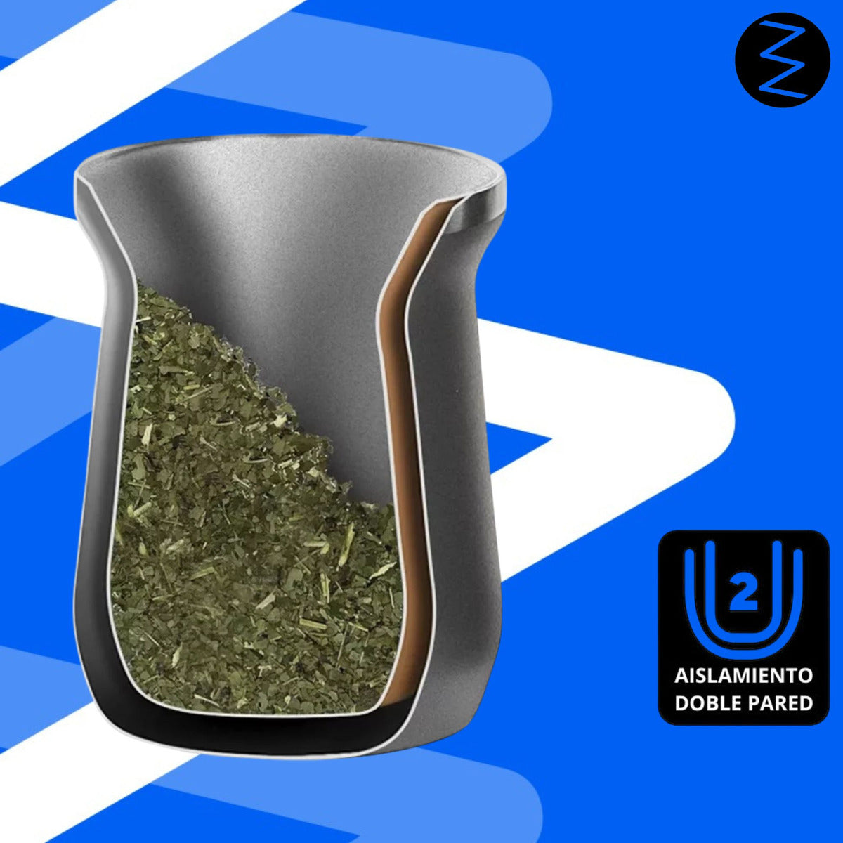 Mate Térmico De Acero Inox Doble Pared Y Bombilla 160 Ml