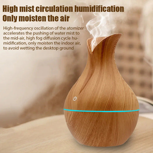 Humidificador Simil Madera Vaporizador Aire Saludable Usb