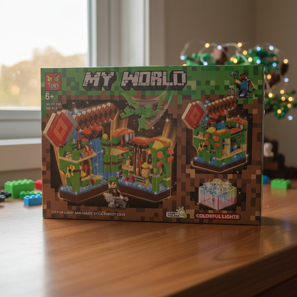 My World Minecraft Gt-120 350 Piezas Luz Colores