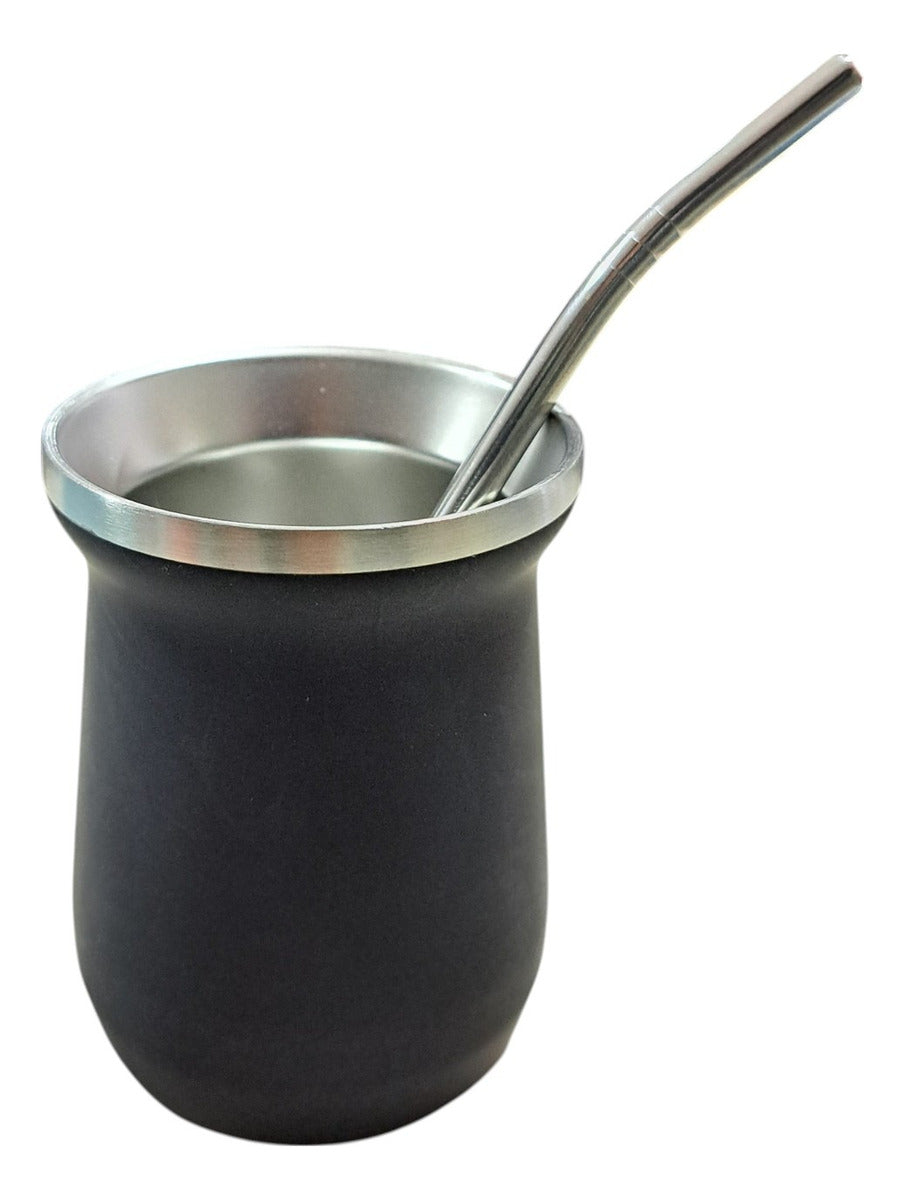 Mate Térmico De Acero Inox Doble Pared Y Bombilla 160 Ml
