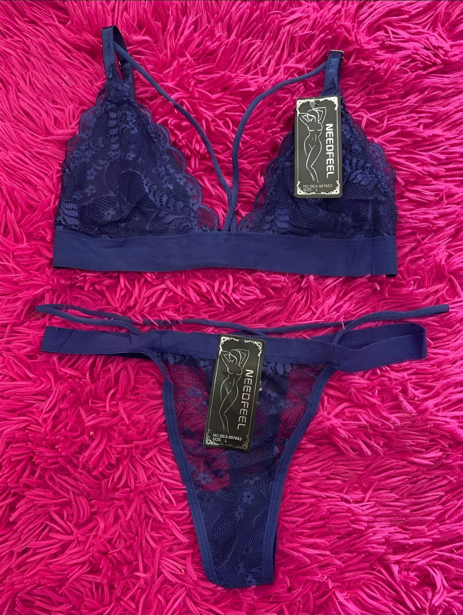 Conjunto Bralette Con Colaless Encaje Lenceria
