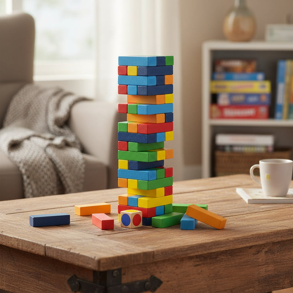 Jenga De Madera Para Niños Torre De Colores