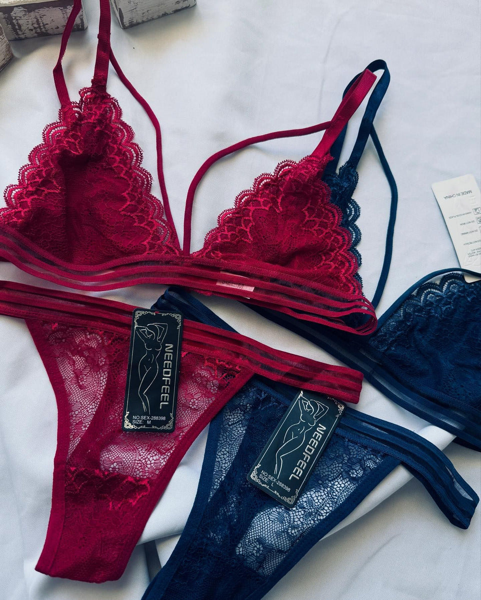 Conjunto Bralette Con Colaless Encaje Lenceria