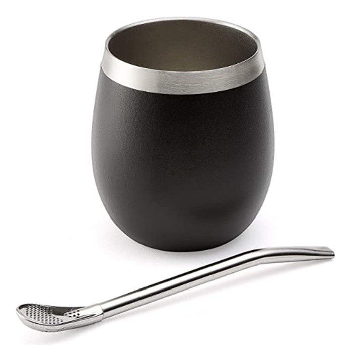 Mate Térmico De Acero Inox Doble Pared Y Bombilla 160 Ml