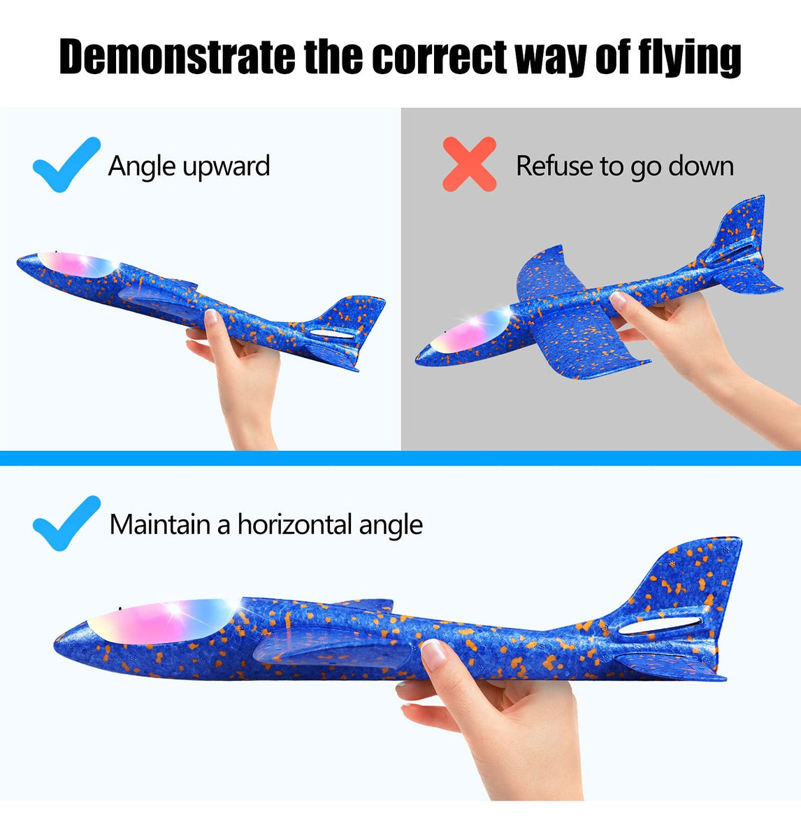 Avion Planeador Con Luz Led  Grande 48cm Ideal Para Regalar