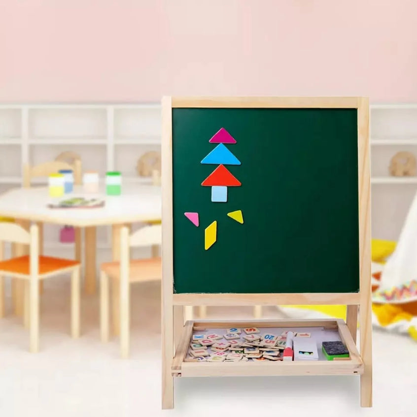 Pizarron Madera Doble Didáctica Numeros Letras For Imantadas