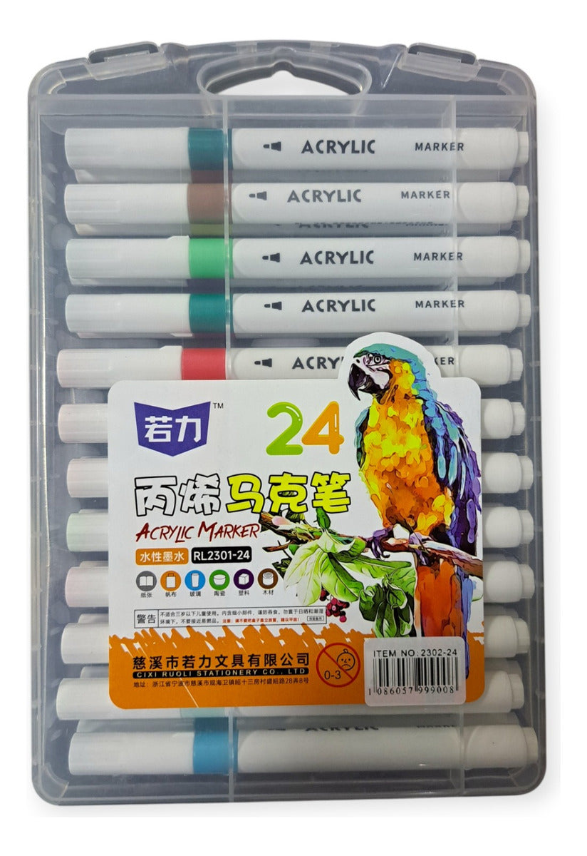 Marcadores Acrílicos Profesional Loro X24 Unidades Valija