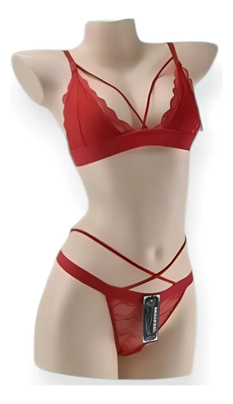 Conjunto Bralette Con Colaless Encaje Lenceria