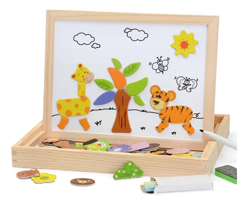 Bloques Magnético Madera Rompecabezas Mixo Table Dibujo