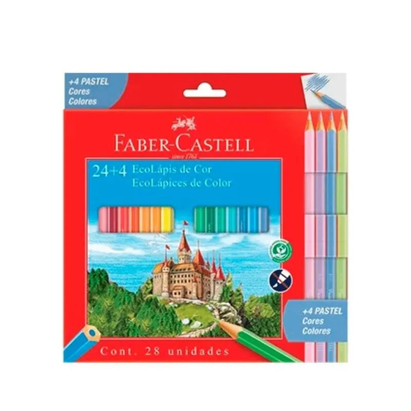 Lapices Faber Castell Ecolapiz Colores X24 + 4 Pasteles