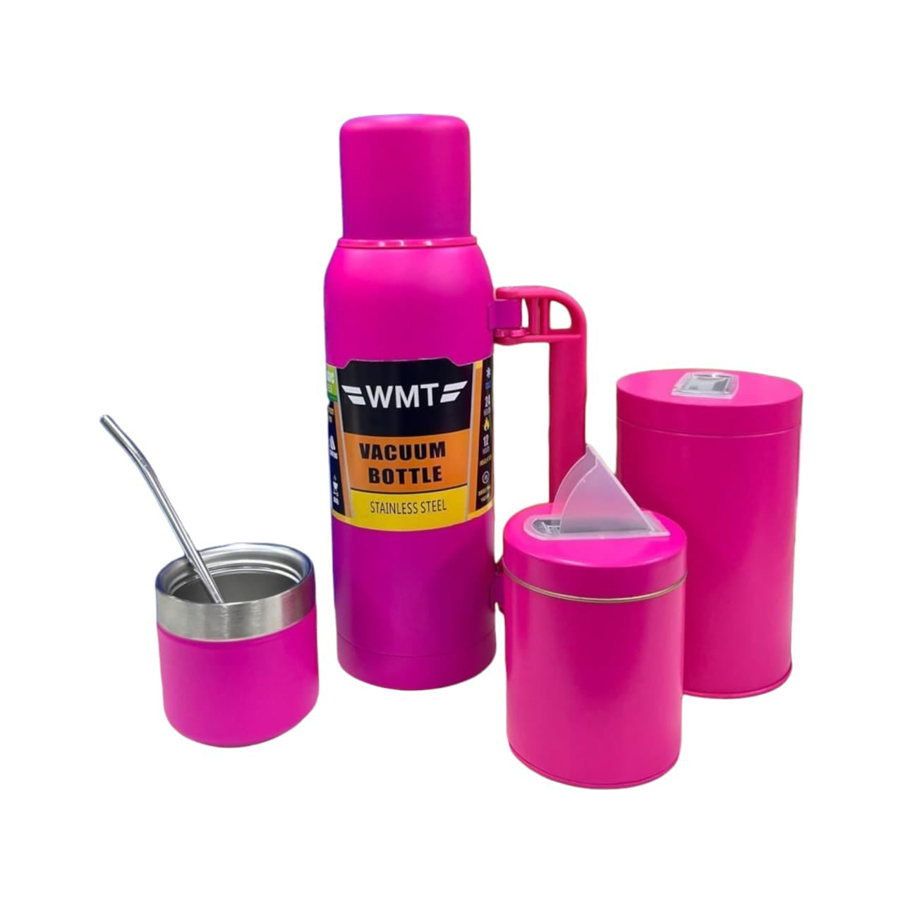 Set Matero Termo Doble Capa 1 Litro Mate Bombilla + Latas