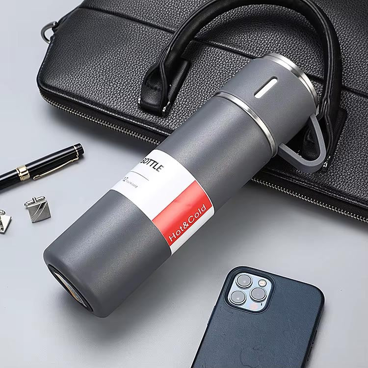 Termo Acero Inoxidable 500ml + 3 Tazas Regalo Frio Calor