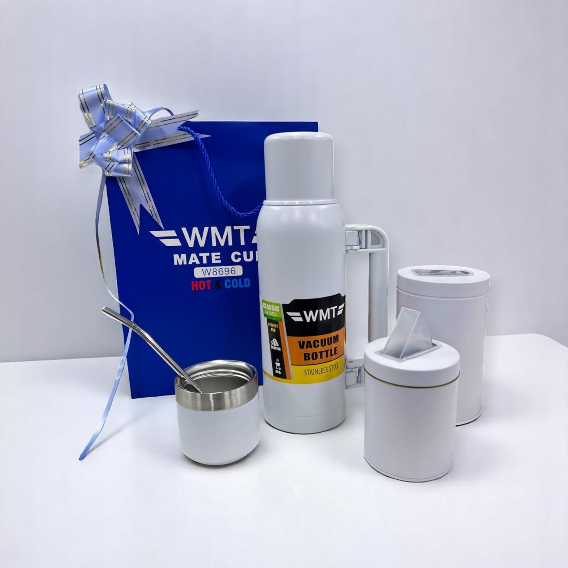 Set Matero Termo Doble Capa 1 Litro Mate Bombilla + Latas