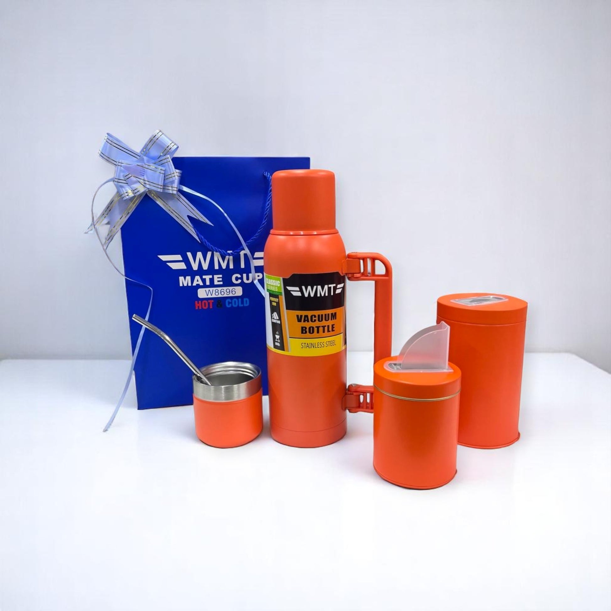 Set Matero Termo Doble Capa 1 Litro Mate Bombilla + Latas