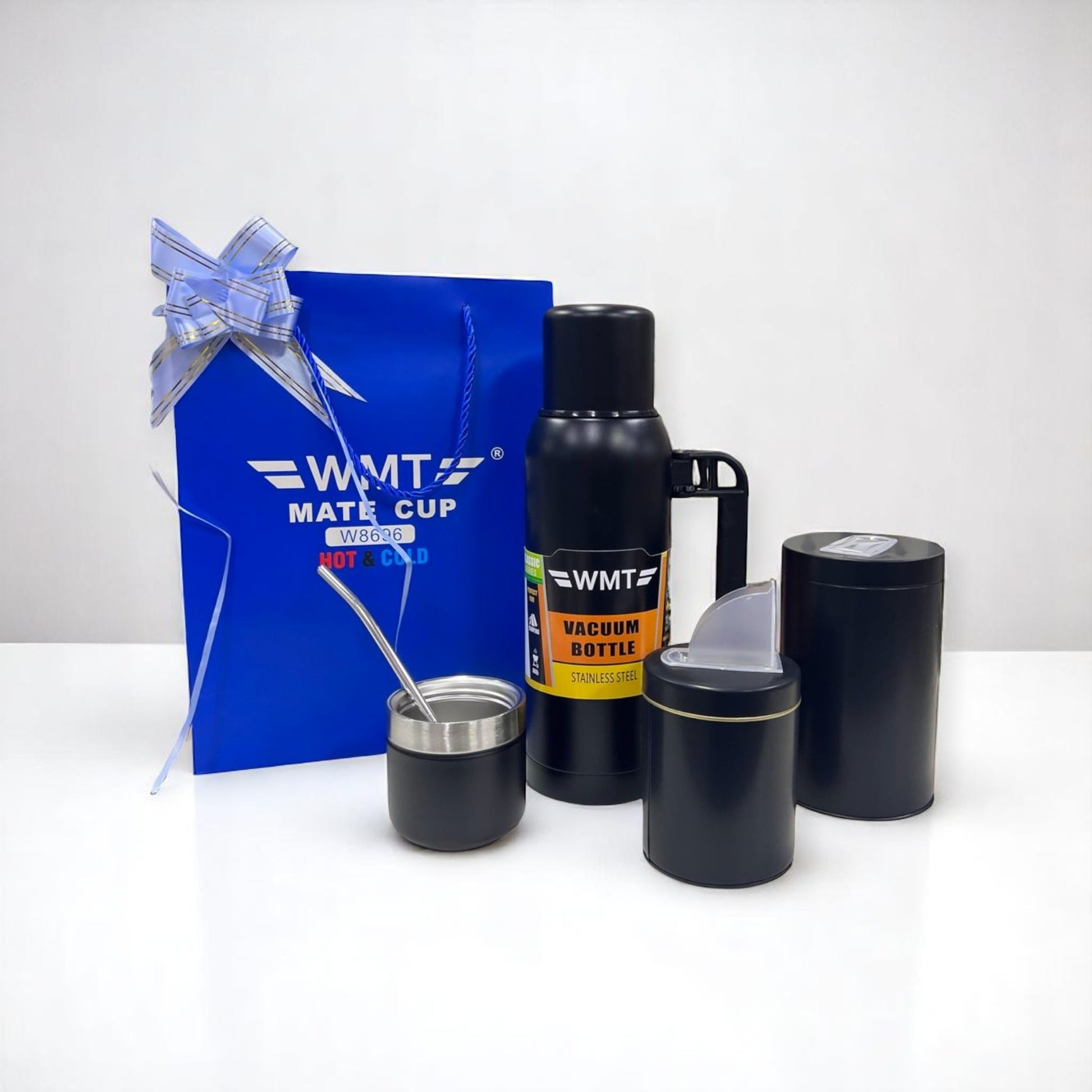 Set Matero Termo Doble Capa 1 Litro Mate Bombilla + Latas
