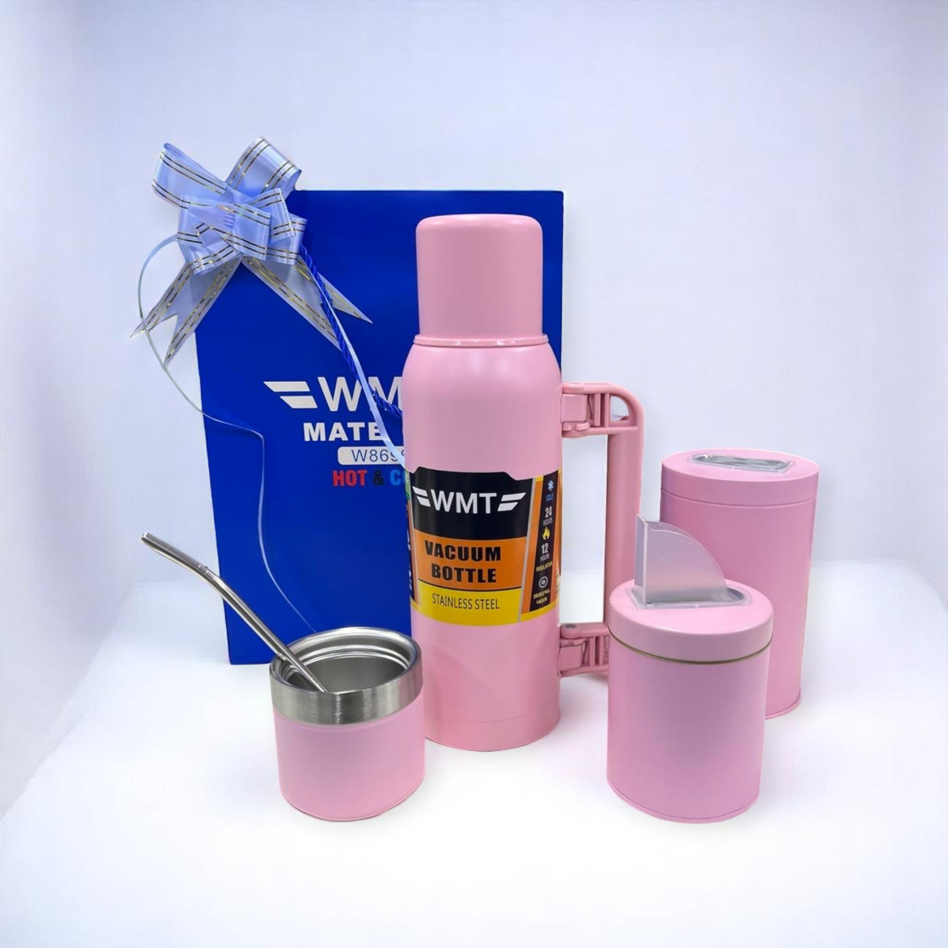 Set Matero Termo Doble Capa 1 Litro Mate Bombilla + Latas