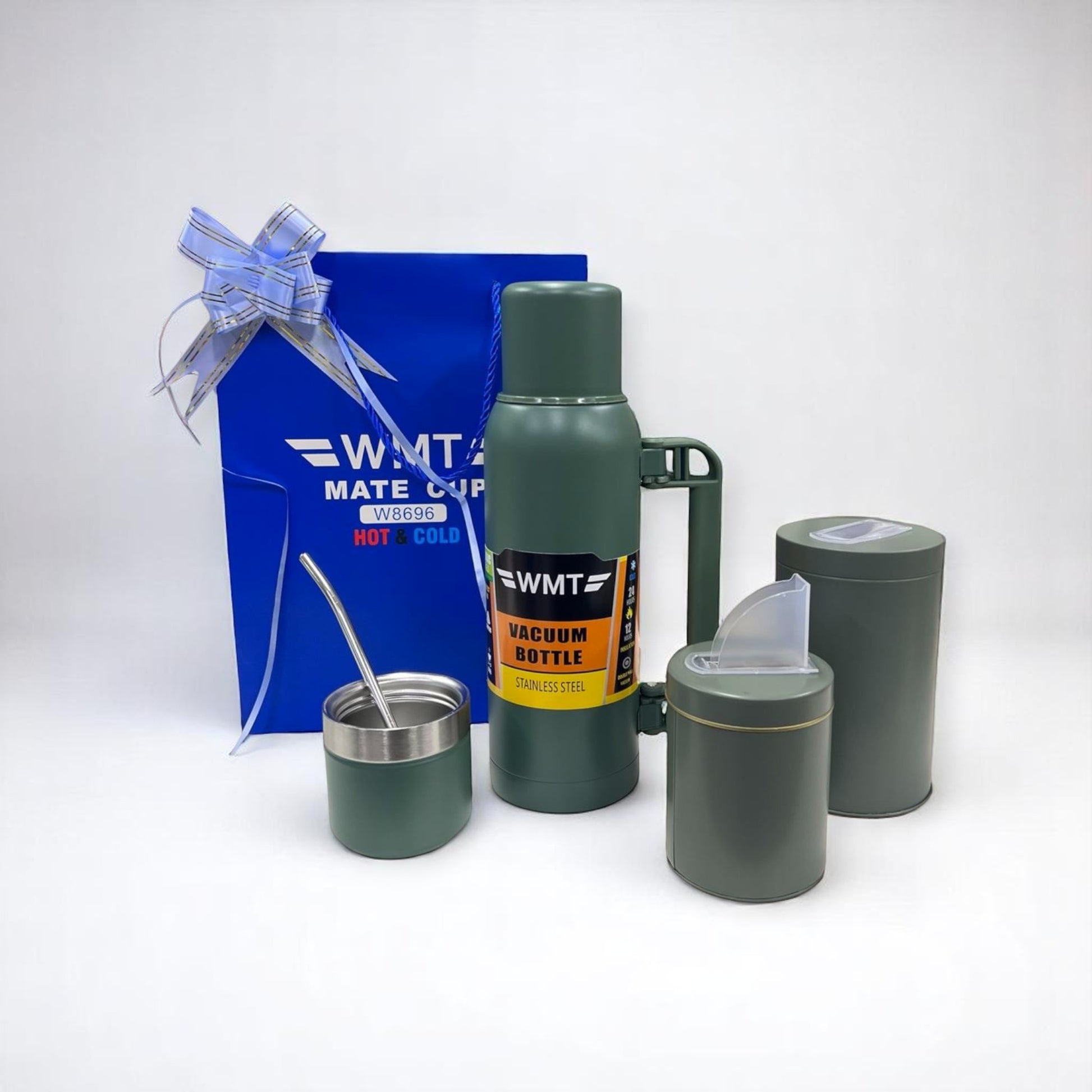 Set Matero Termo Doble Capa 1 Litro Mate Bombilla + Latas