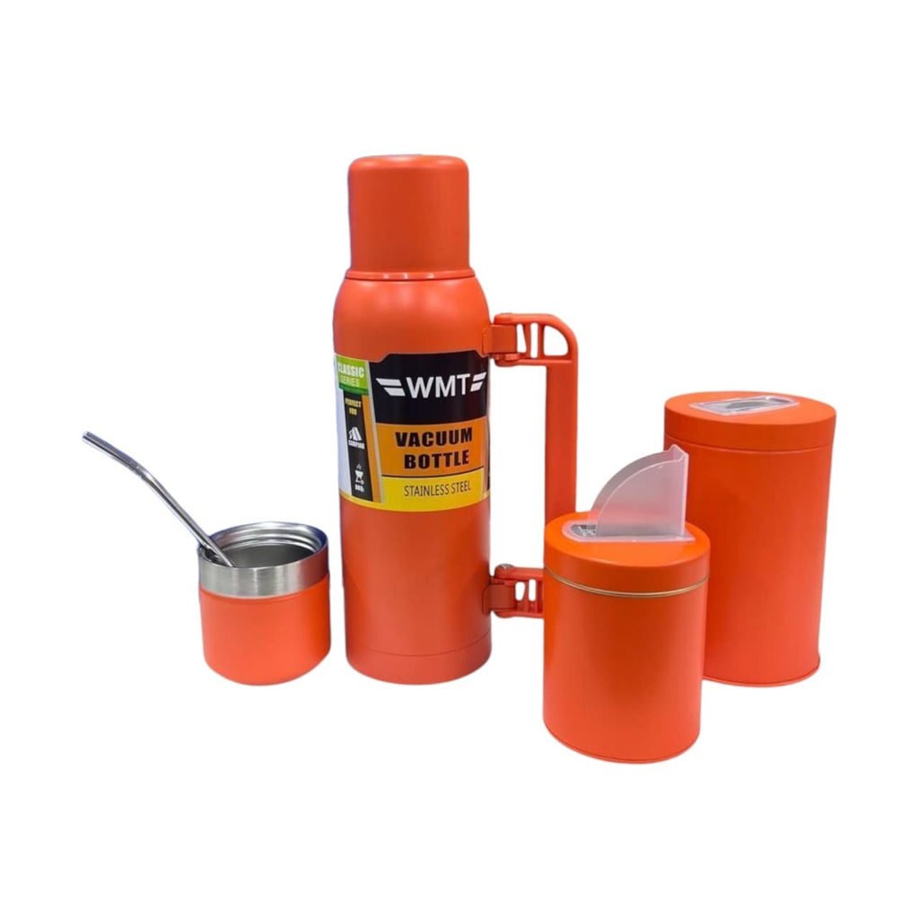 Set Matero Termo Doble Capa 1 Litro Mate Bombilla + Latas