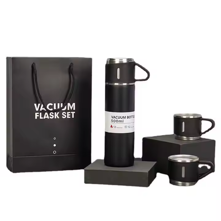 Termo Acero Inoxidable 500ml + 3 Tazas Regalo Frio Calor