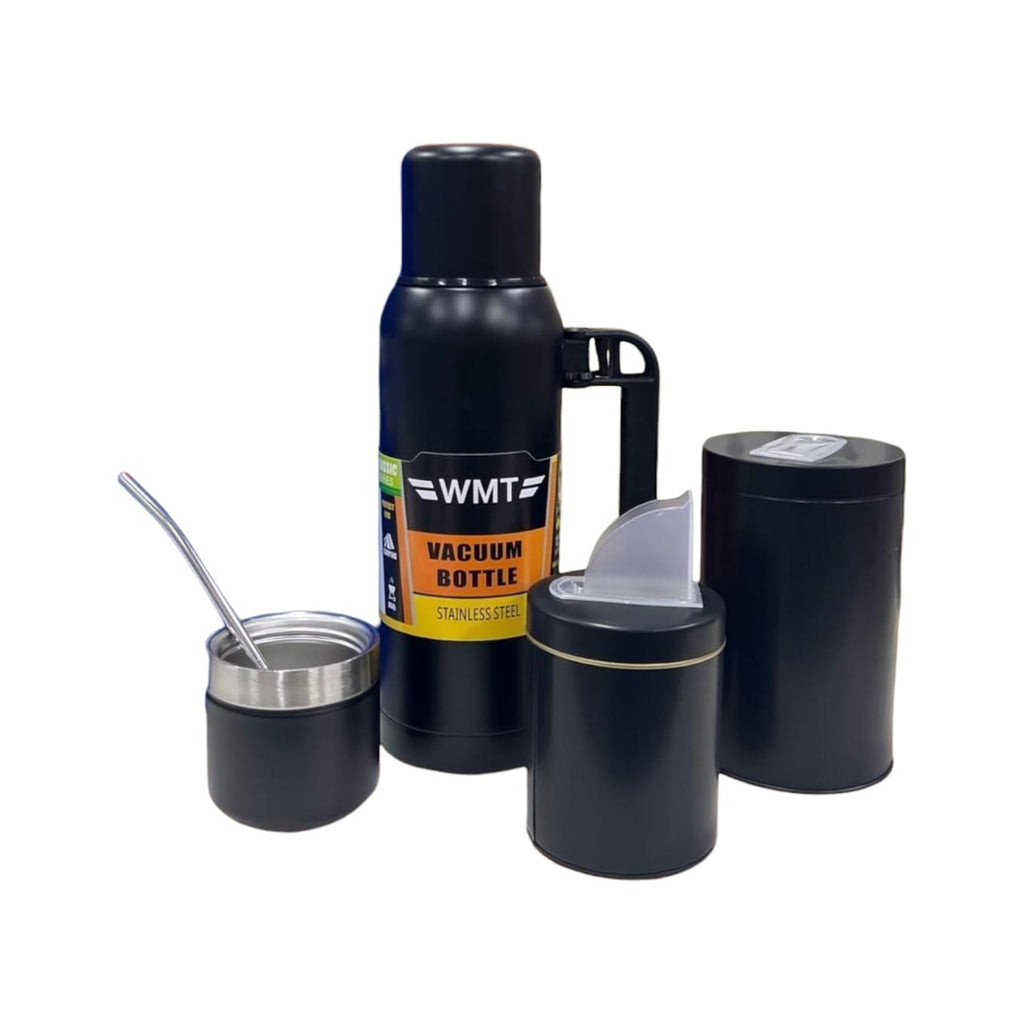 Set Matero Termo Doble Capa 1 Litro Mate Bombilla + Latas