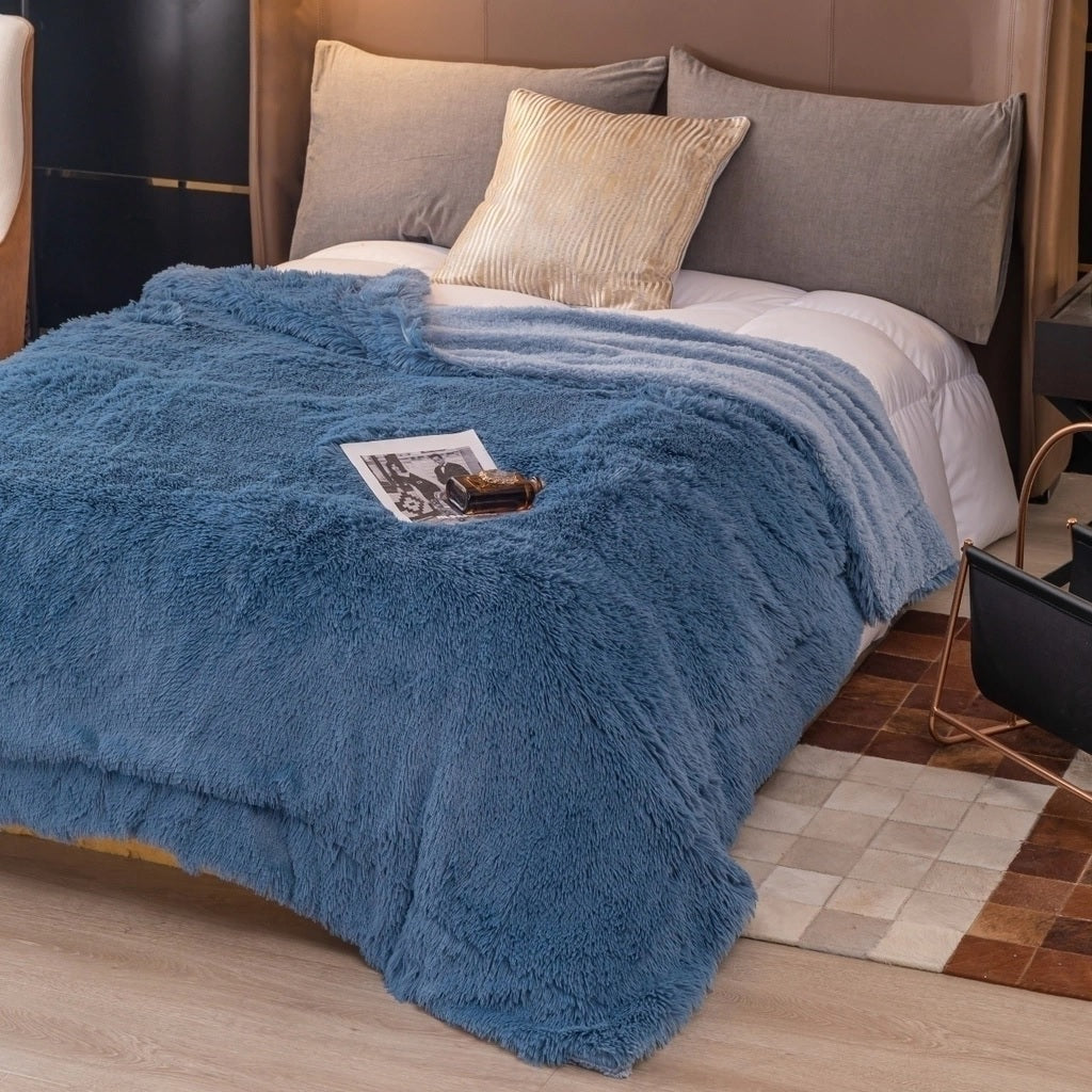 Frazada Nordica Pelo Largo Con Corderito 2 Plazas 2x2 Mts