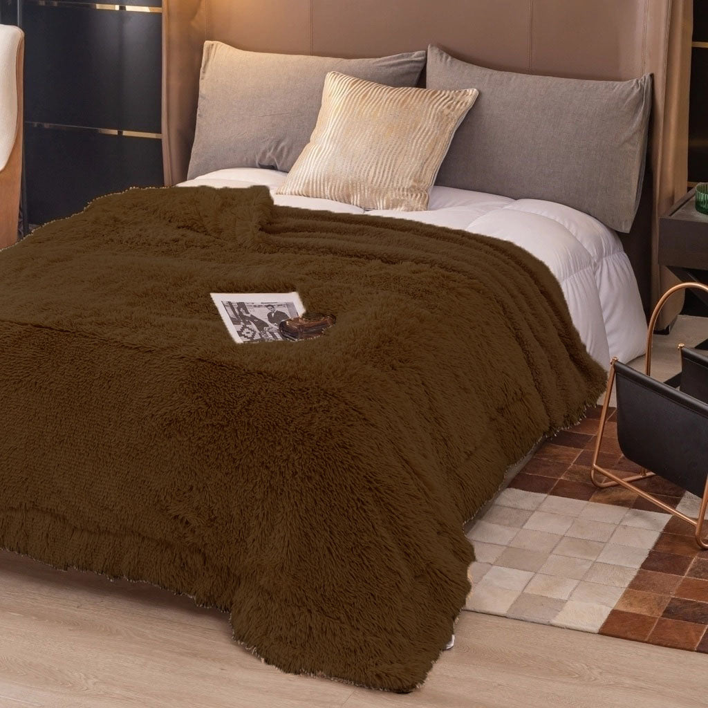 Frazada Nordica Pelo Largo Con Corderito 2 Plazas 2x2 Mts