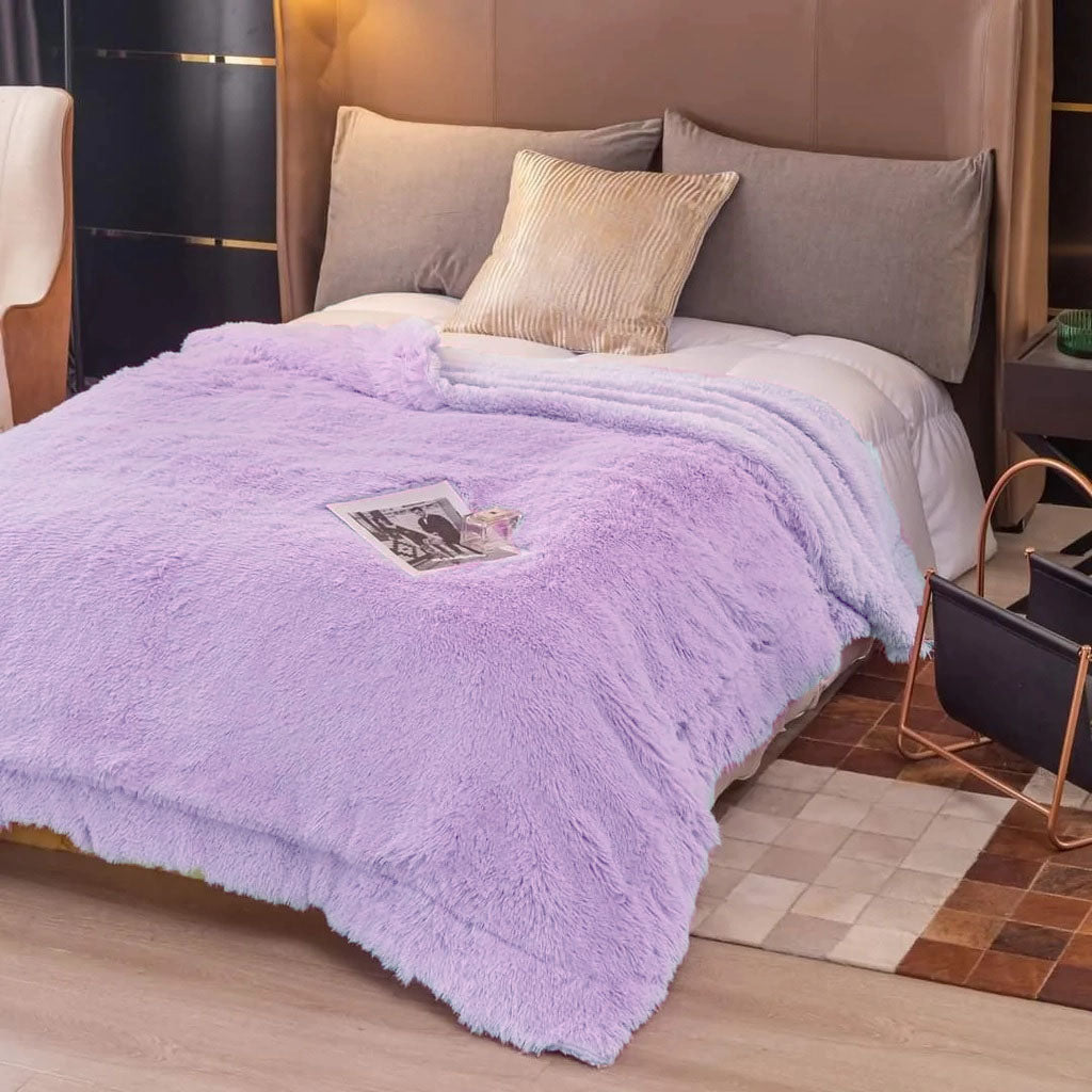 Frazada Nordica Pelo Largo Con Corderito 2 Plazas 2x2 Mts