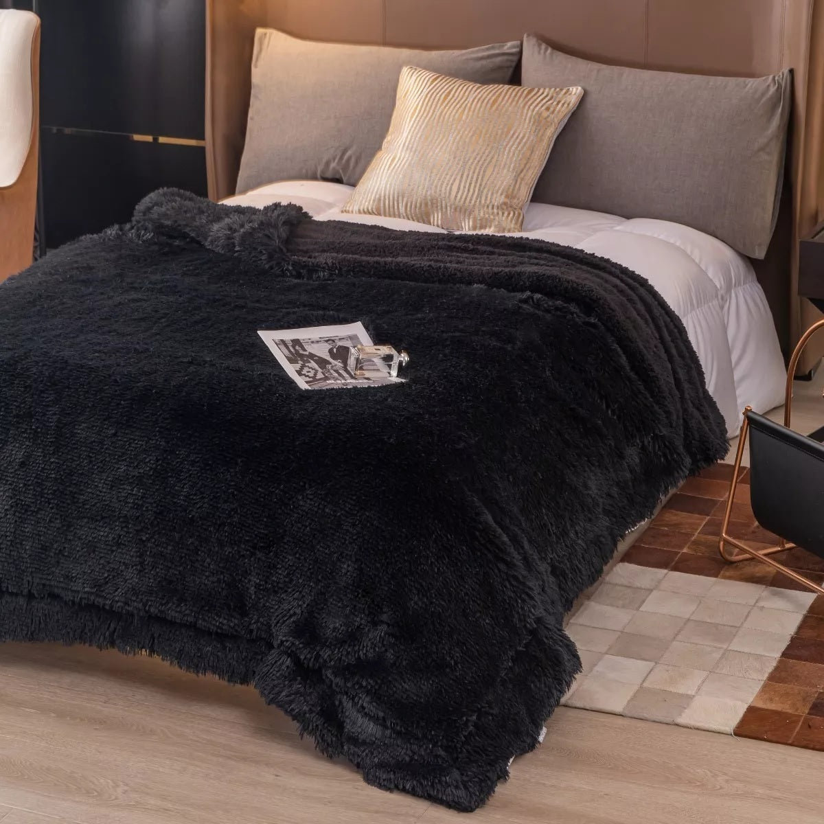 Frazada Nordica Pelo Largo Con Corderito 2 Plazas 2x2 Mts