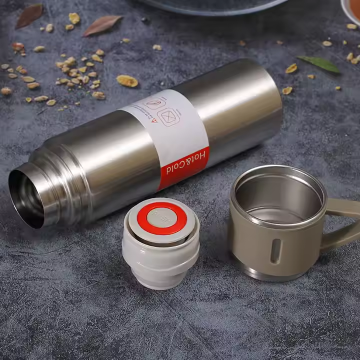 Termo Acero Inoxidable 500ml + 3 Tazas Regalo Frio Calor