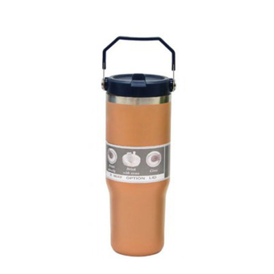 Vaso Termico Acero Con Manija Y Sorbete Flip Straw 900ml