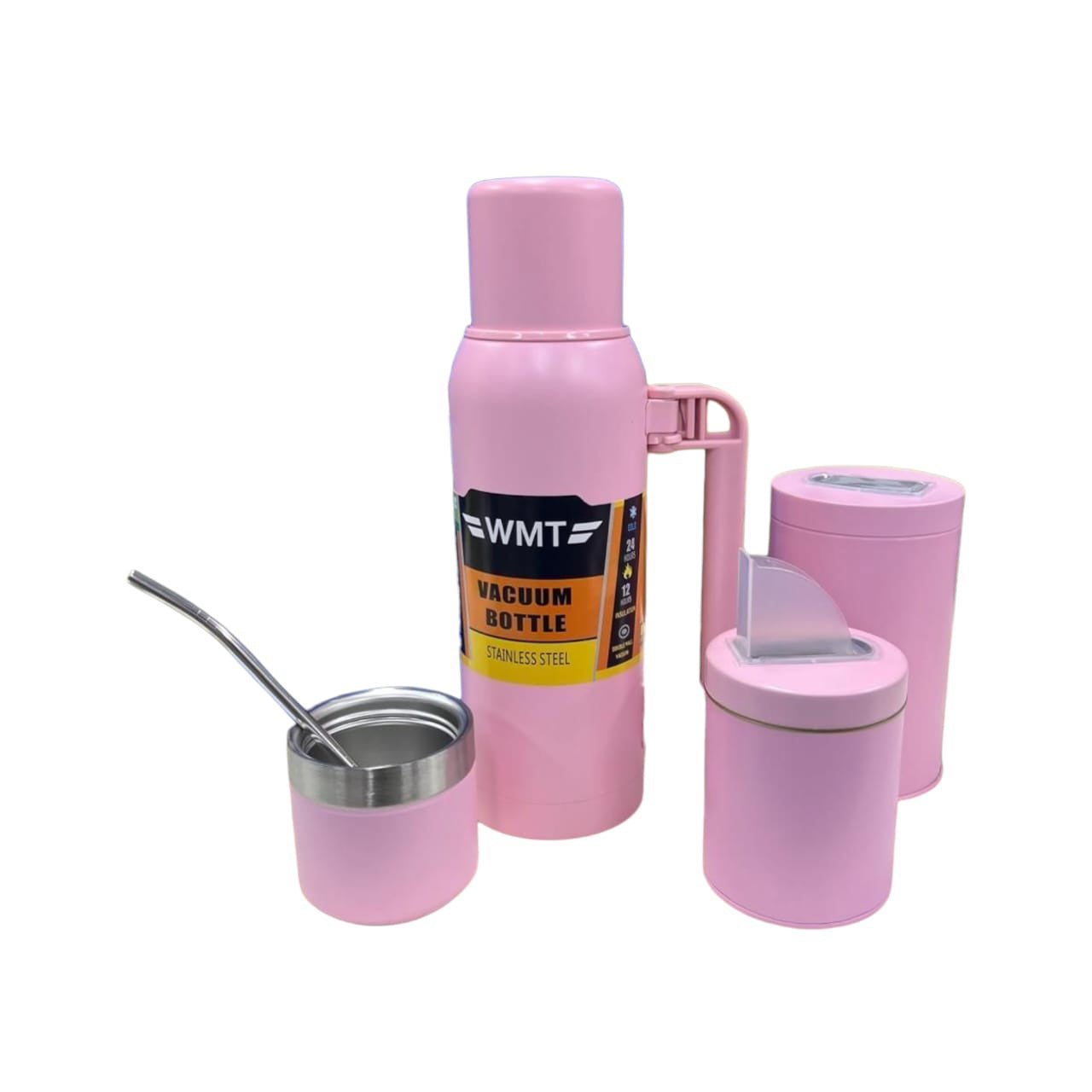 Set Matero Termo Doble Capa 1 Litro Mate Bombilla + Latas