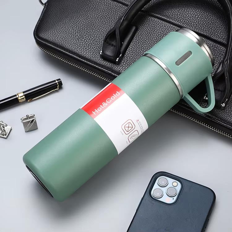 Termo Acero Inoxidable 500ml + 3 Tazas Regalo Frio Calor