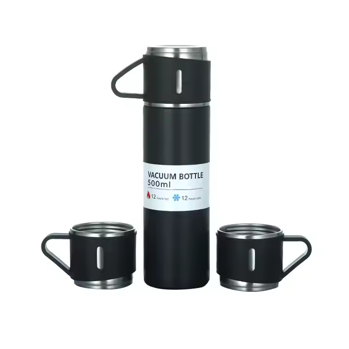 Termo Acero Inoxidable 500ml + 3 Tazas Regalo Frio Calor